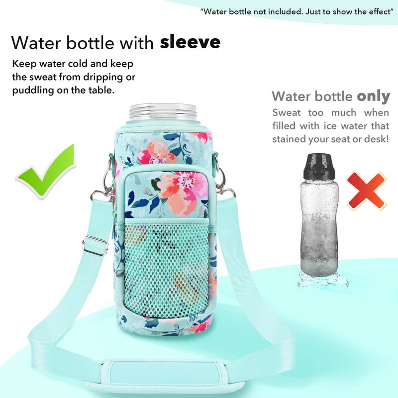 Newfad Half Gallon Water Bottle Carrier Bag  Bottle Pouch Phone Holder  Adjustable Shoulder Hand Strap 2 Pocket Sling Neoprene Sleeve Sports Water Jug Accessories for Hiking Travelling &Camping - Image 3